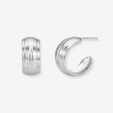 Thick Ribbed Flat Half Hoop Studs Vermeil Zoe Lev Jewelry