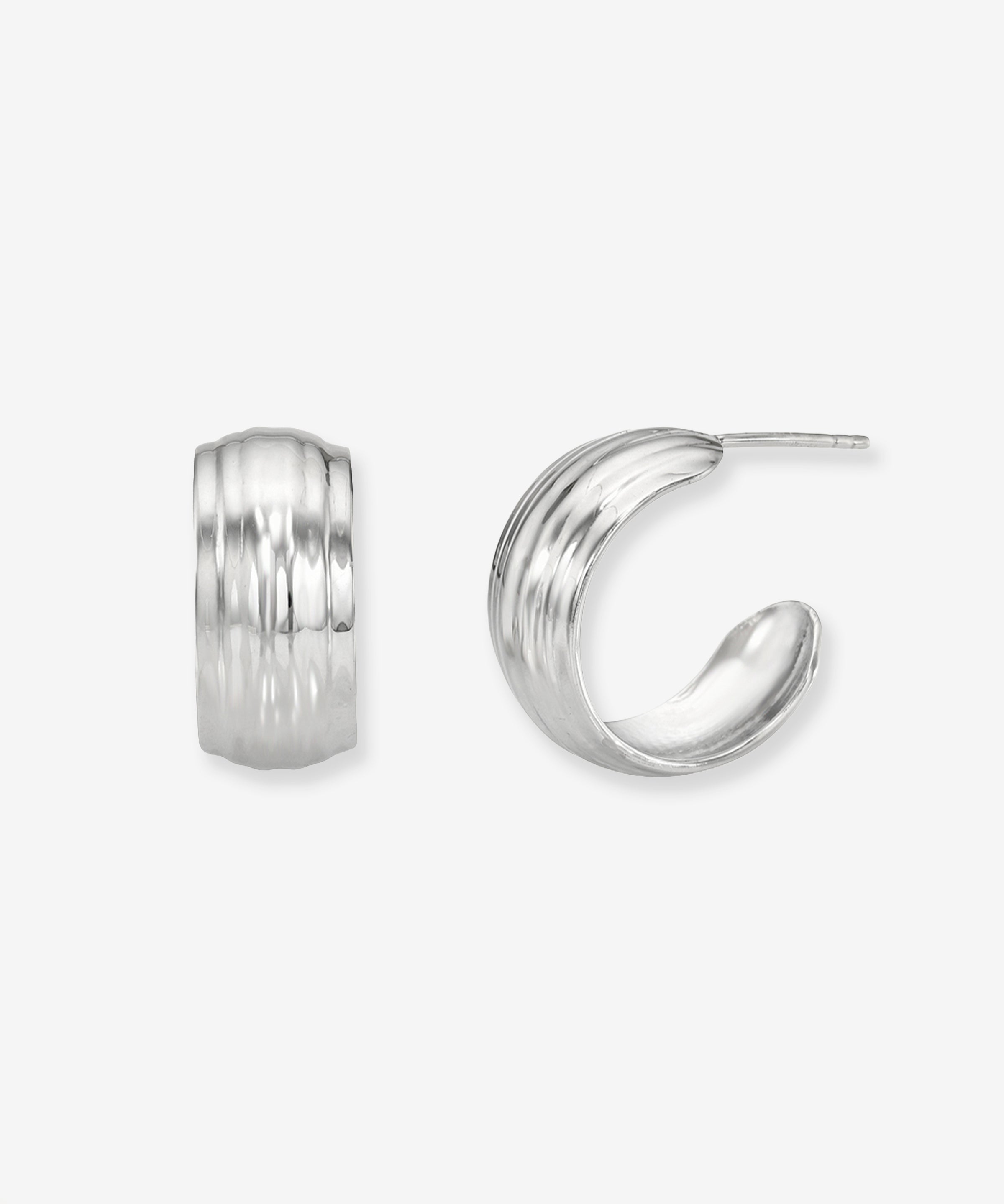 Thick Ribbed Flat Half Hoop Studs Vermeil Zoe Lev Jewelry
