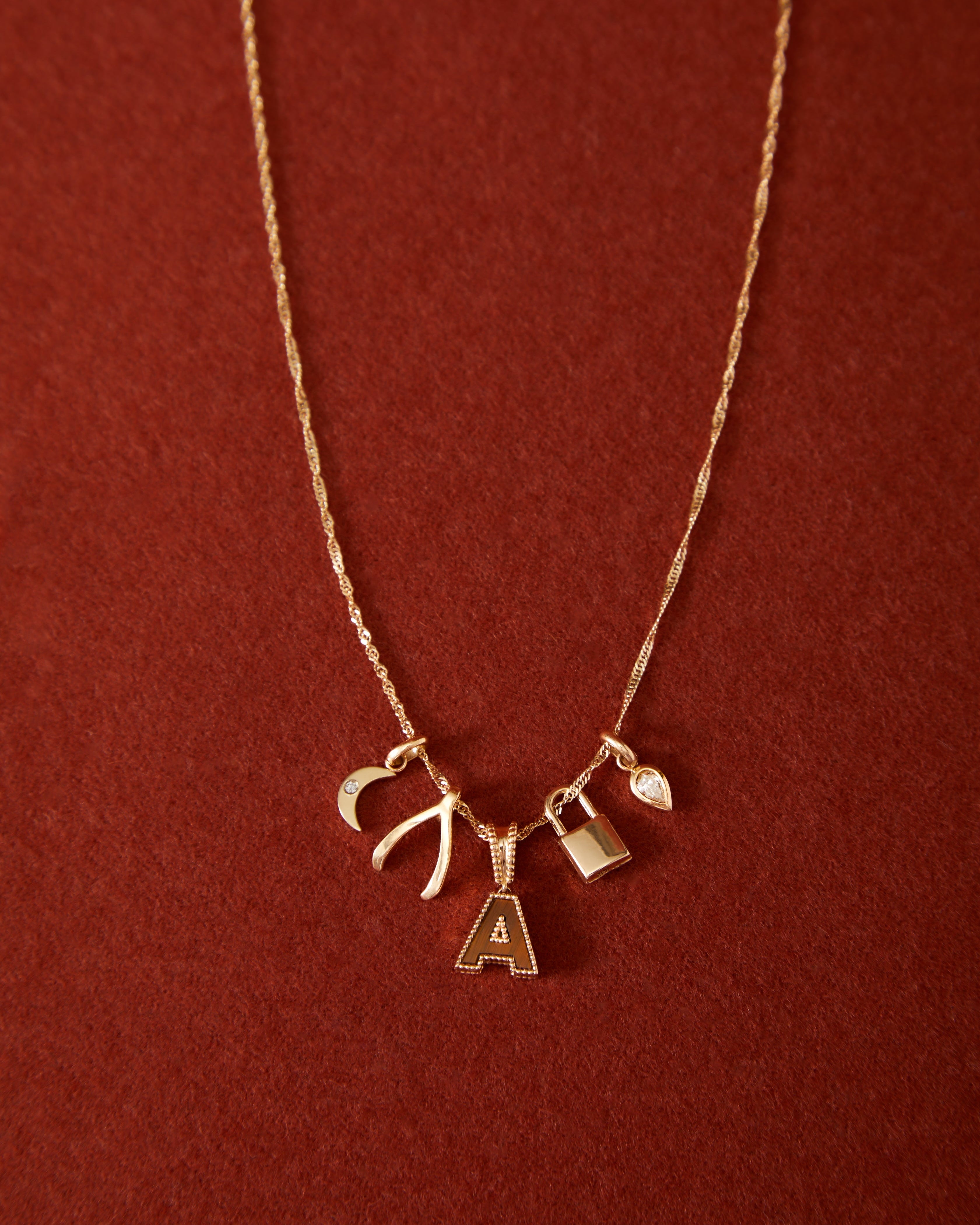 14K Gold Stone Initial Necklace Personalized Zoe Lev Jewelry