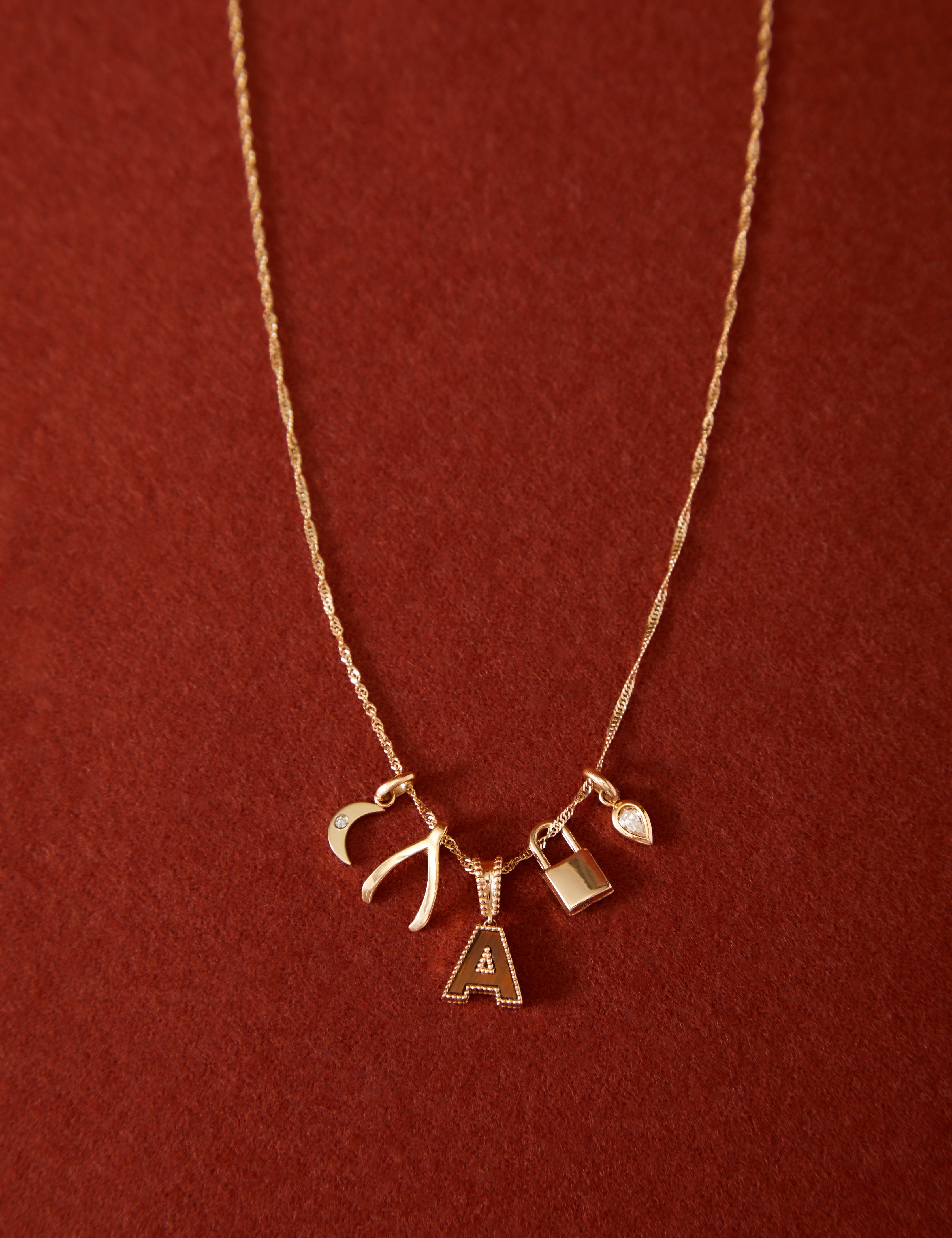 14K Gold Stone Initial Necklace Personalized Zoe Lev Jewelry