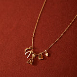 14K Gold Stone Initial Necklace Personalized Zoe Lev Jewelry