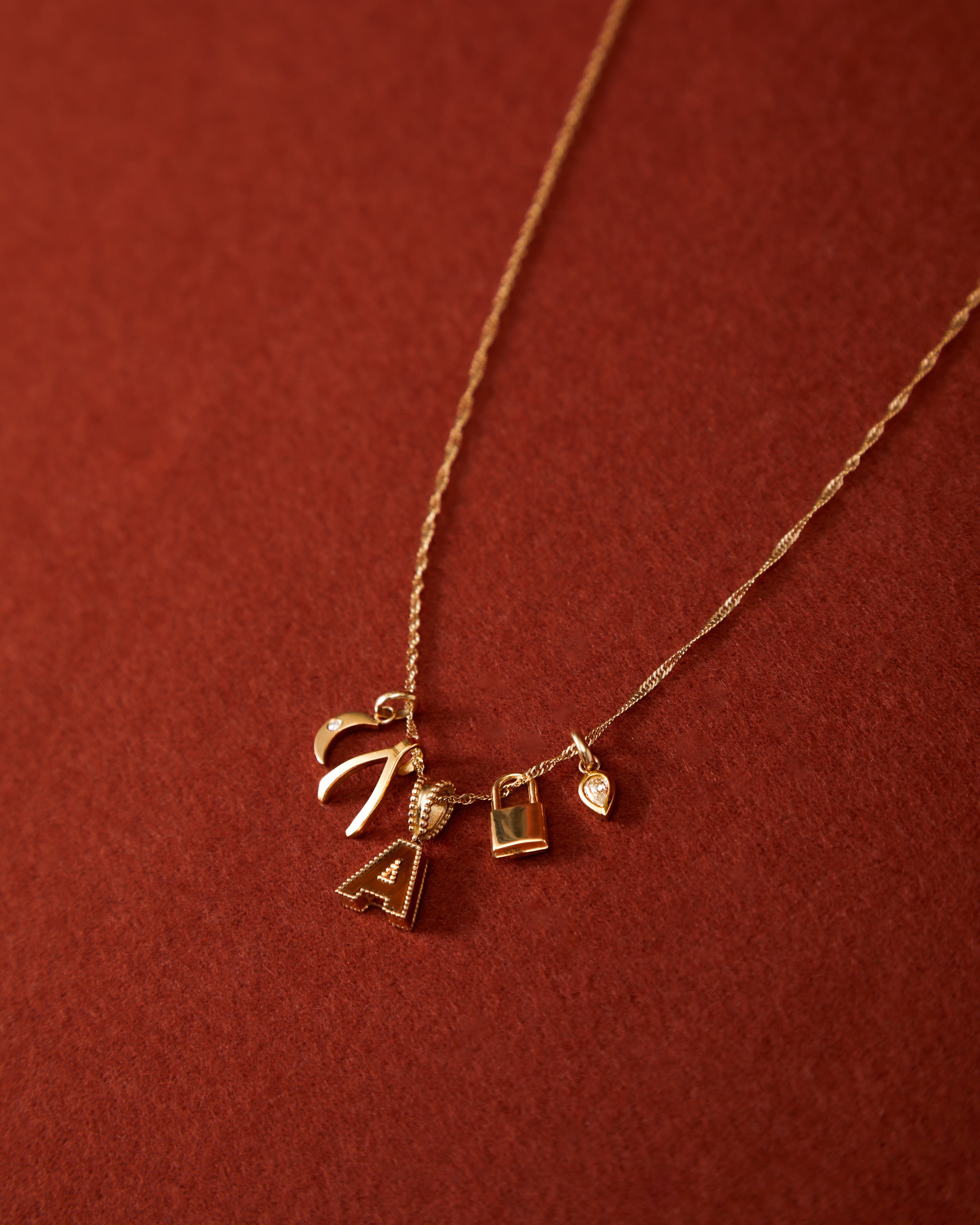 14K Gold Stone Initial Pendant Personalized Zoe Lev Jewelry