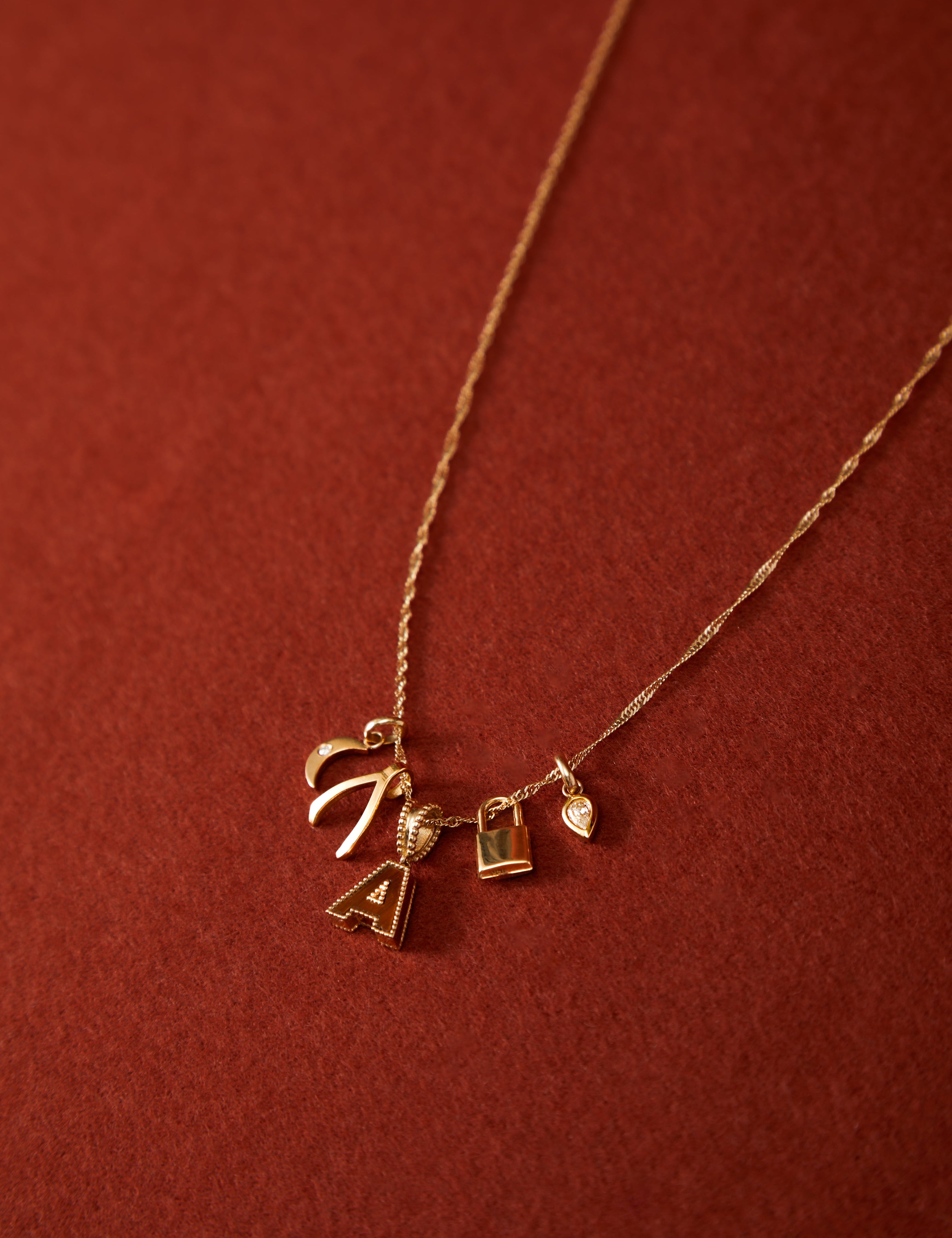 14K Gold Stone Initial Pendant Personalized Zoe Lev Jewelry
