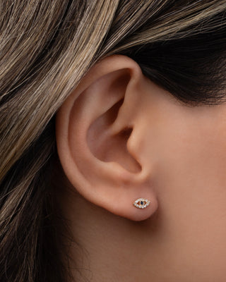 Tiny Diamond Evil Eye Stud Earring