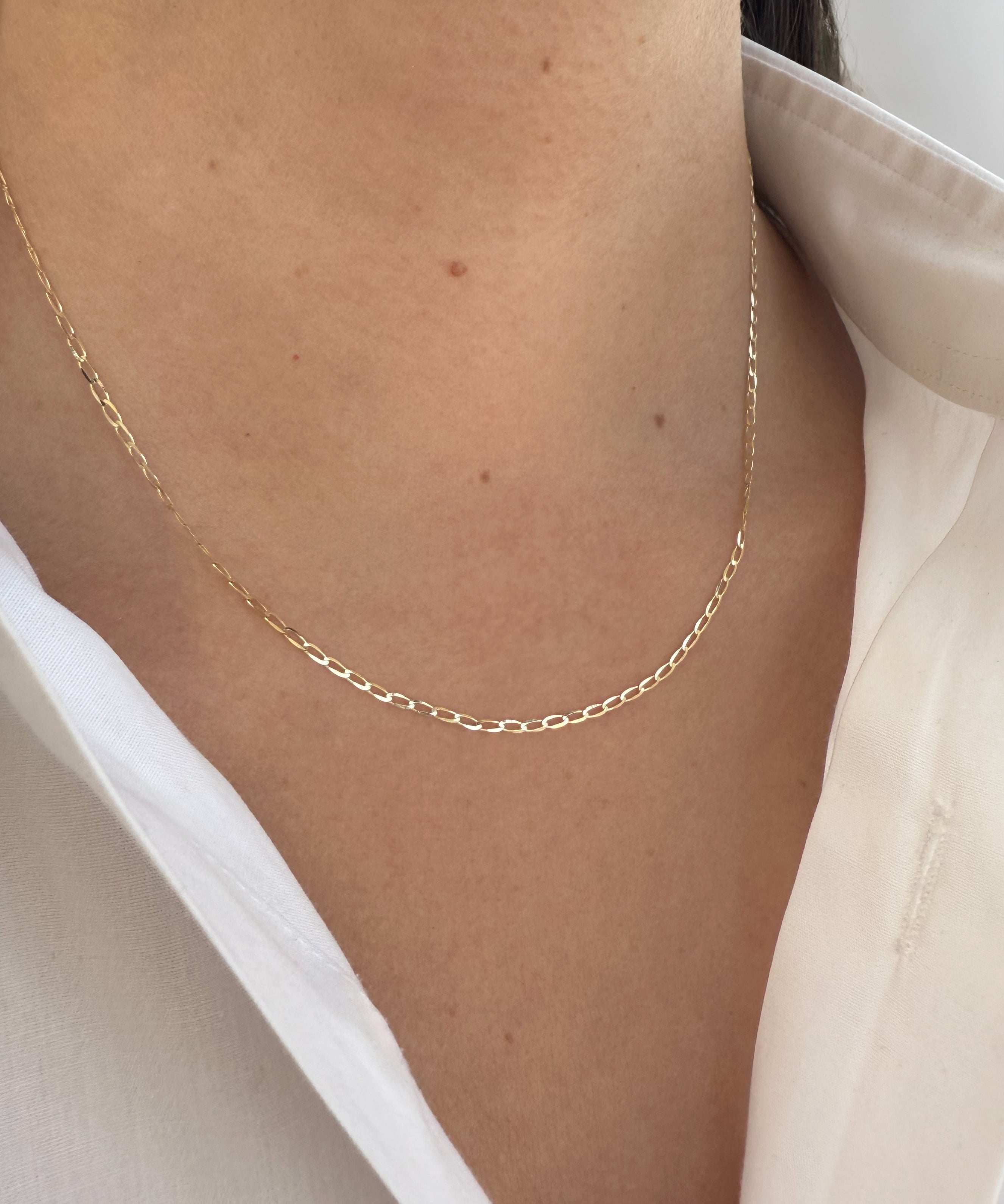 14k Gold Tiny Flat Curb Link Chain Chains Zoe Lev Jewelry