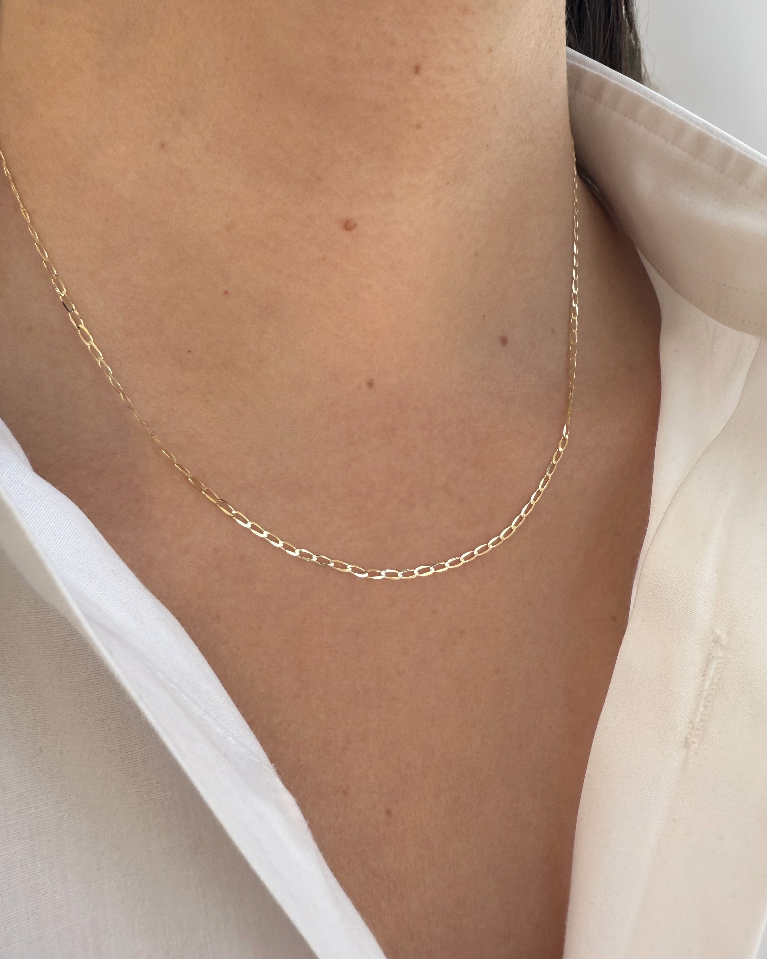 14k Gold Tiny Flat Curb Link Chain Chains Zoe Lev Jewelry