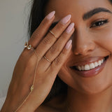 14K Gold Diamond Evil Eye Hand Chain Zoe Lev Jewelry