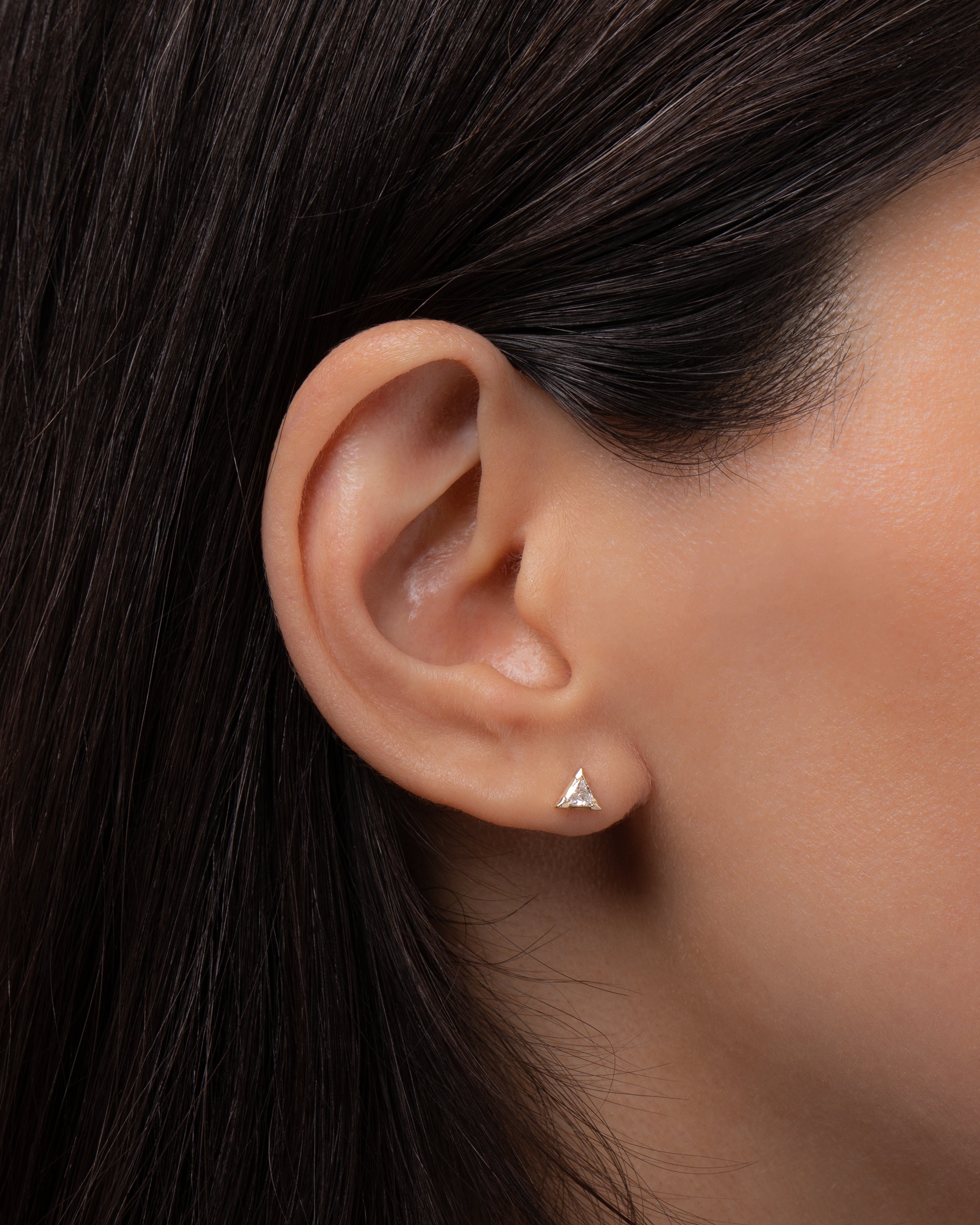 14k Diamond Trillion Stud - Single SAMPLE SALE Zoe Lev Jewelry