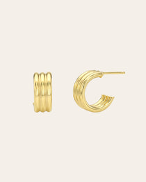 Trio Half Hoop Studs Vermeil Zoe Lev Jewelry Yellow Gold Vermeil