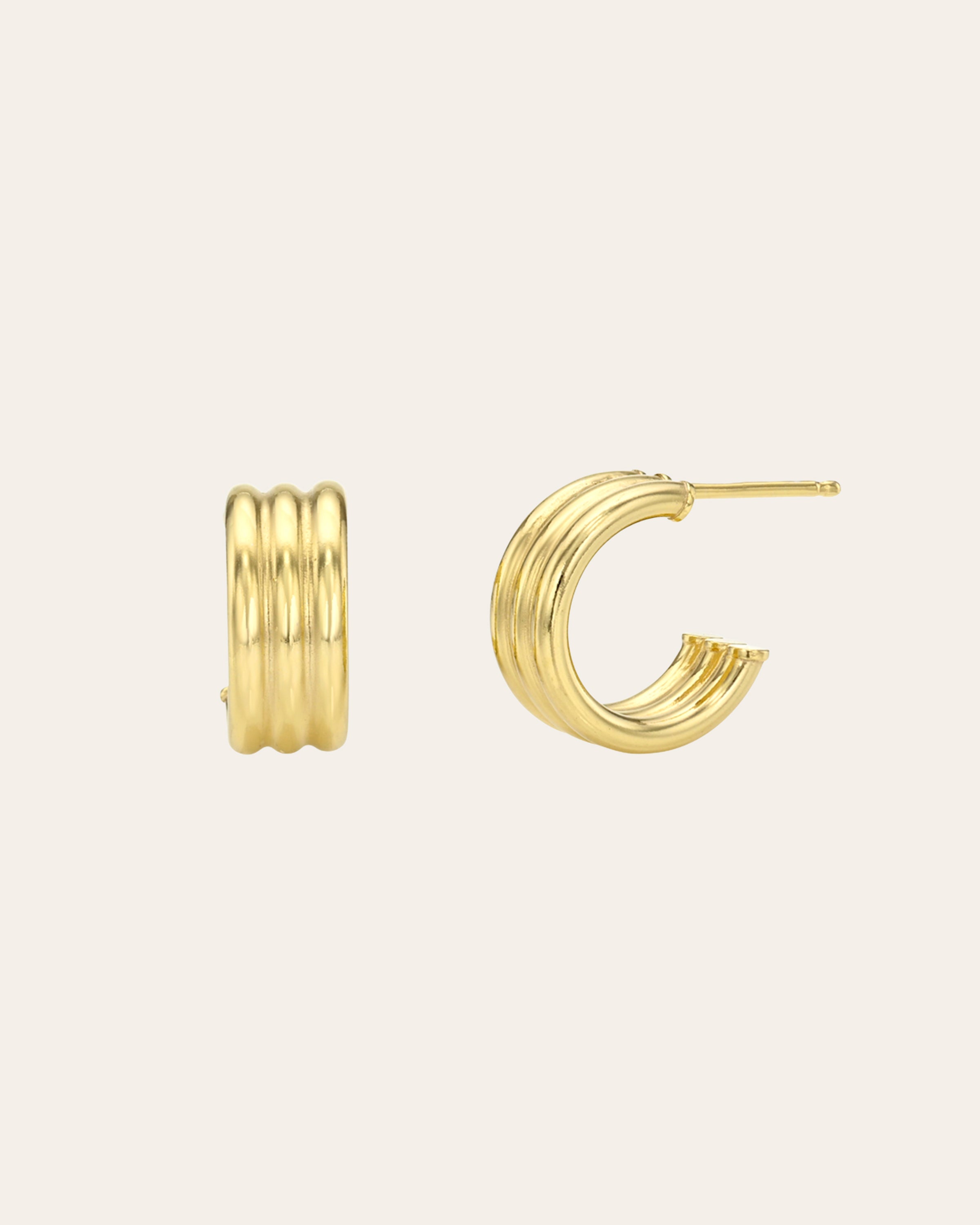 Trio Half Hoop Studs Vermeil Zoe Lev Jewelry Yellow Gold Vermeil