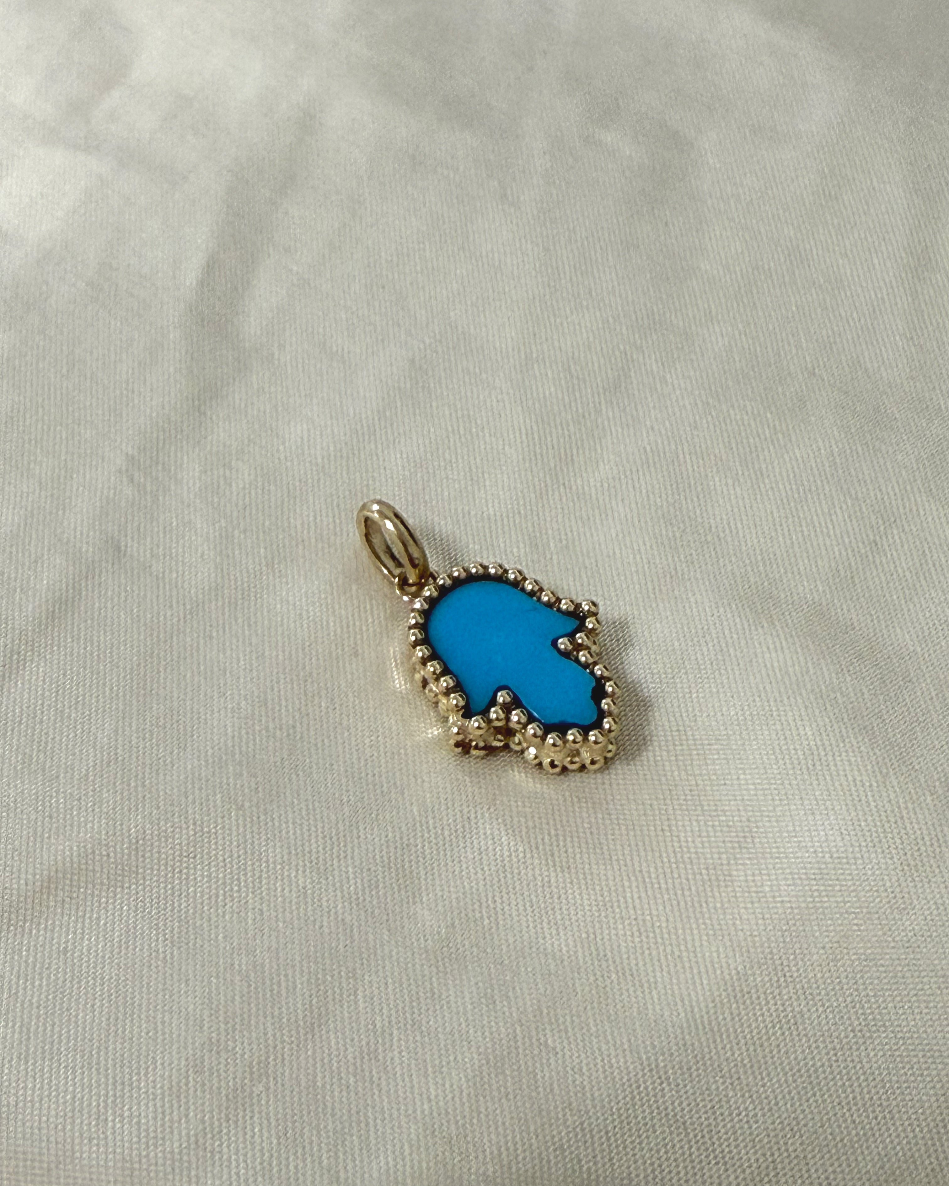 Turquoise Inlay Hamsa Pendant SAMPLE SALE Zoe Lev Jewelry