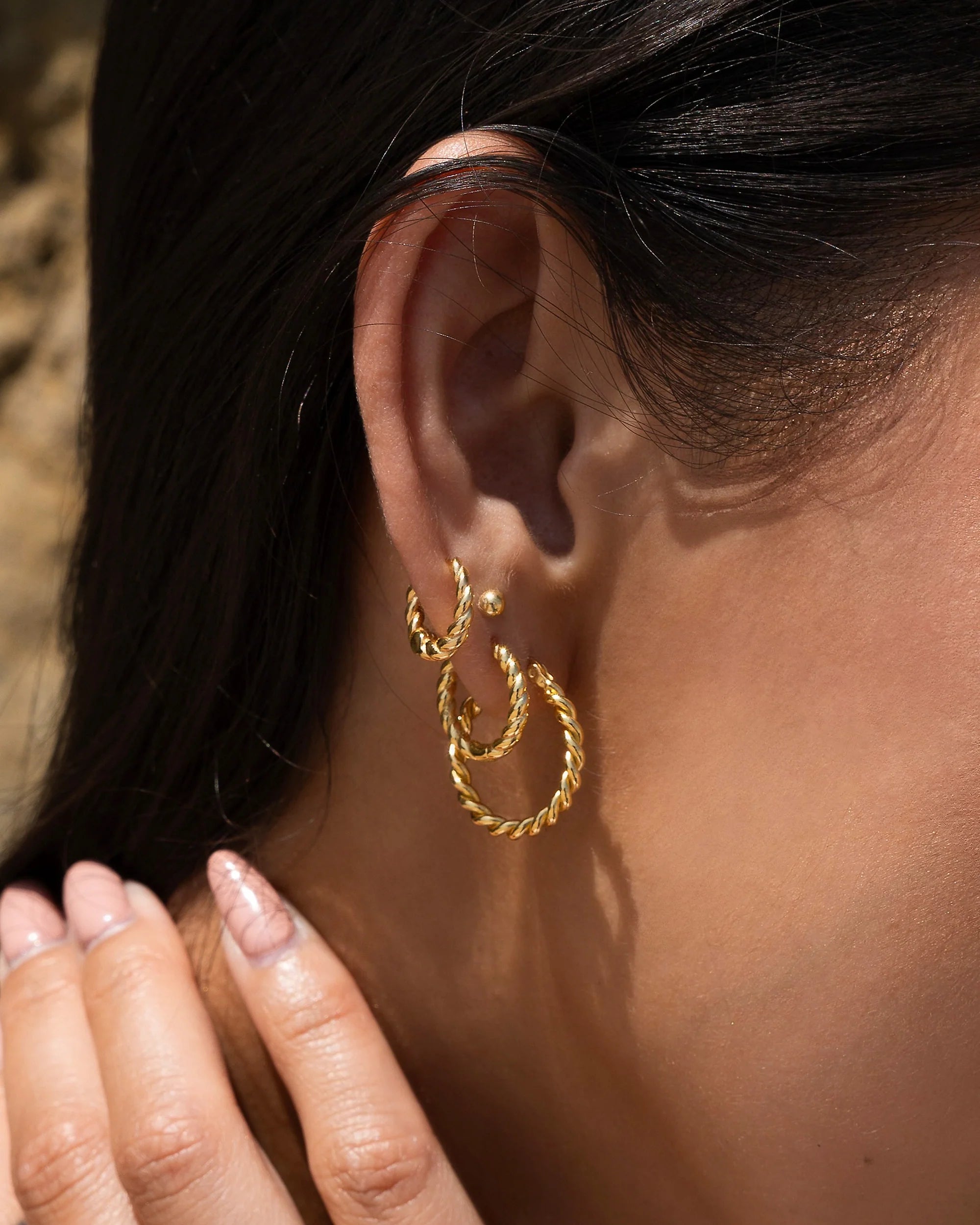 Small Braided Hoop Earrings Vermeil Zoe Lev Jewelry