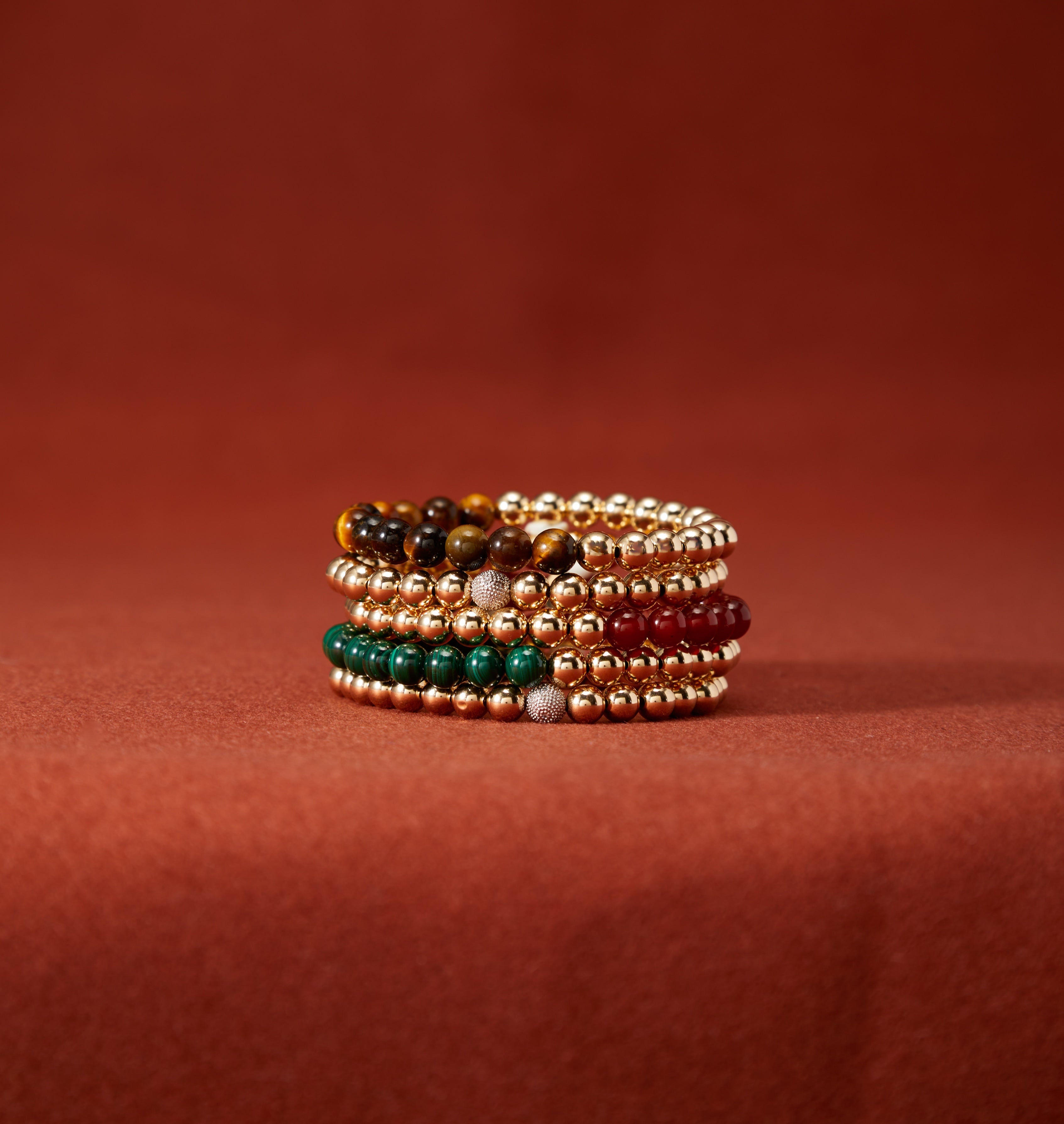 14k Gold 6mm Two-Tone Split Beaded Bracelet Bead Bracelets Zoe Lev Jewelry