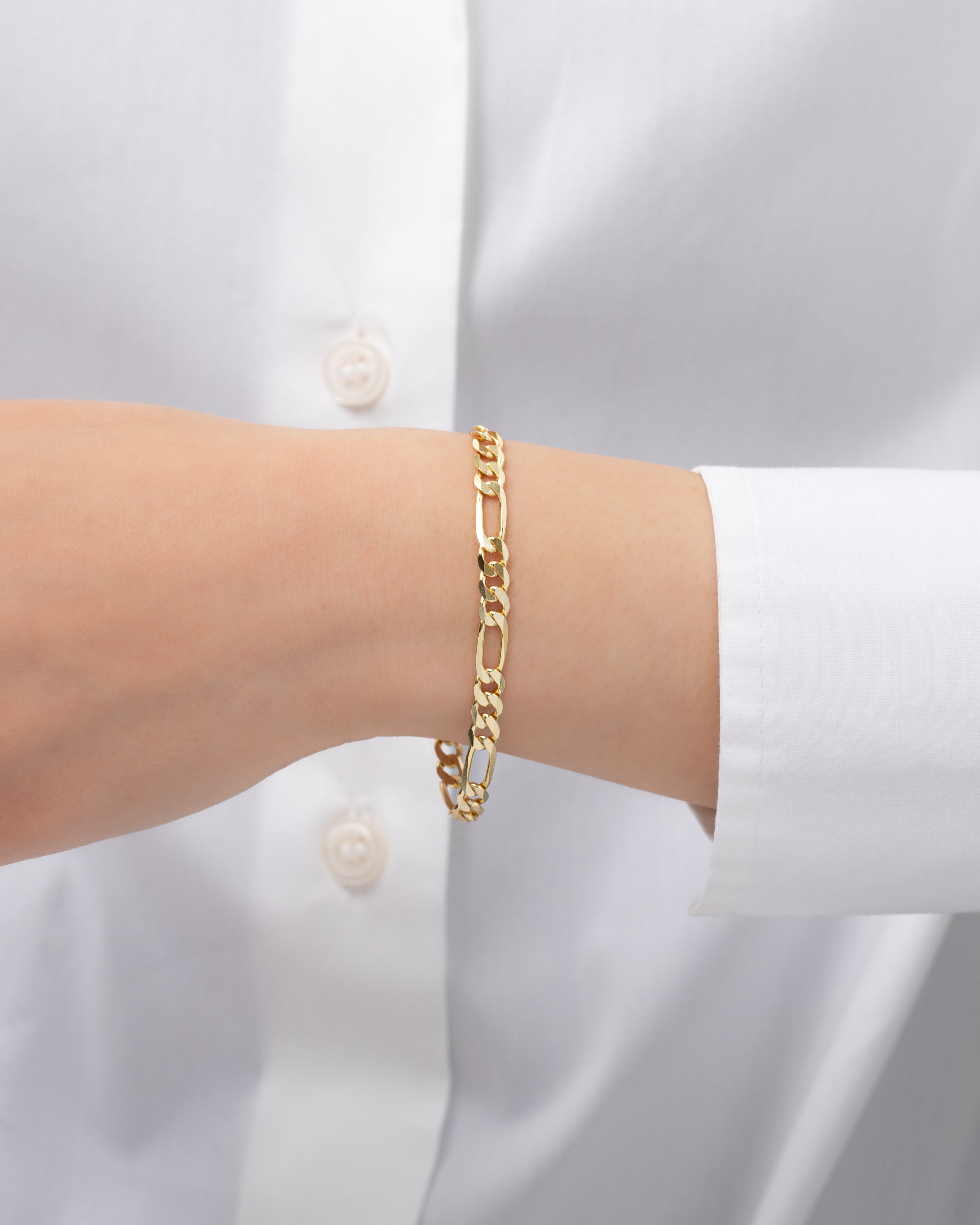 Figaro Chain Bracelet Vermeil Zoe Lev Jewelry