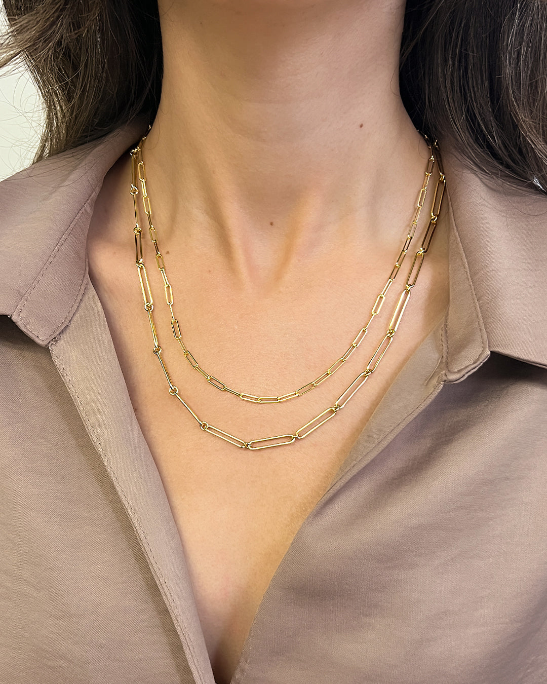 Elongated Paper Clip Chain Necklace Vermeil Zoe Lev Jewelry