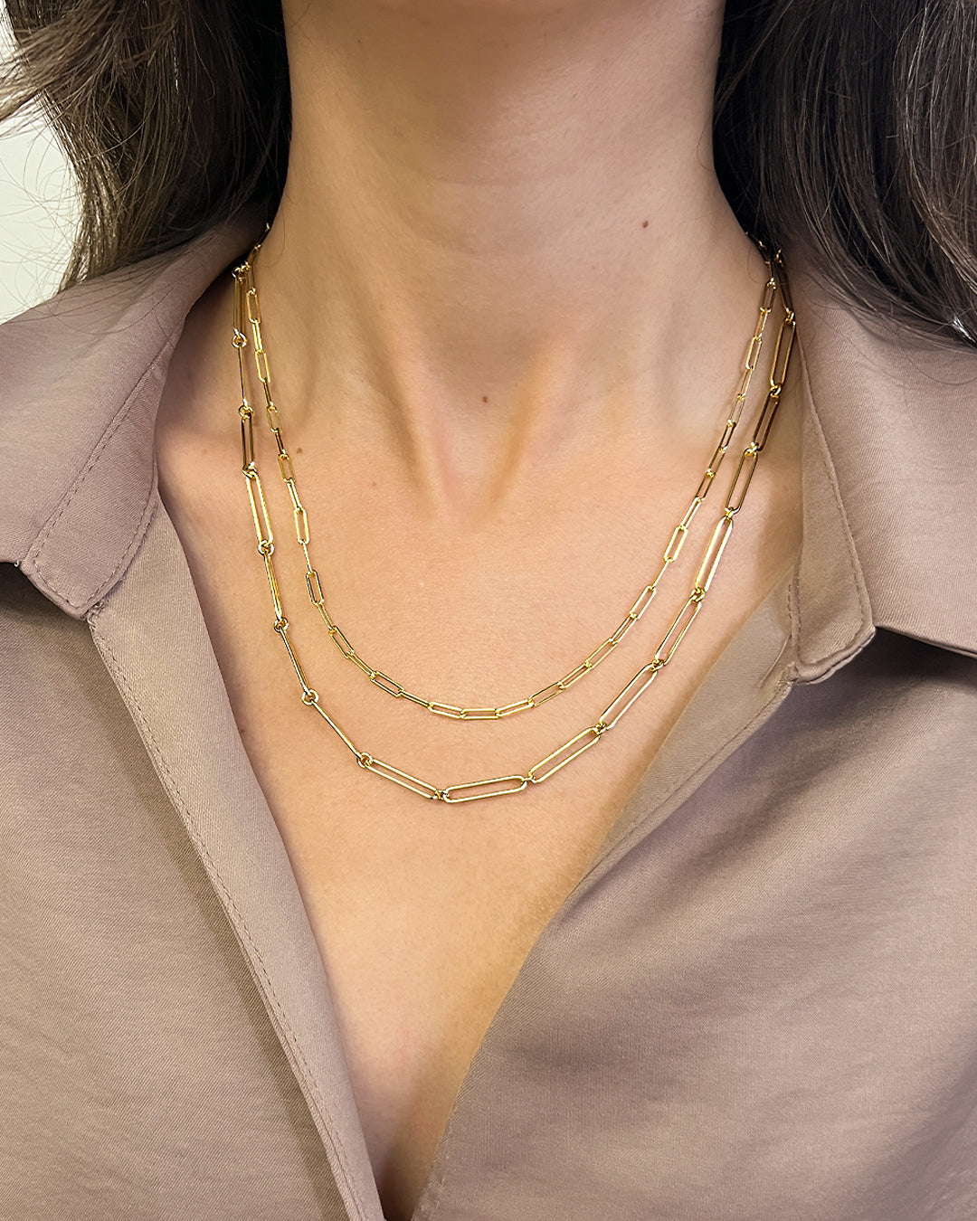 Large Paperclip Chain Necklace - Gold Vermeil