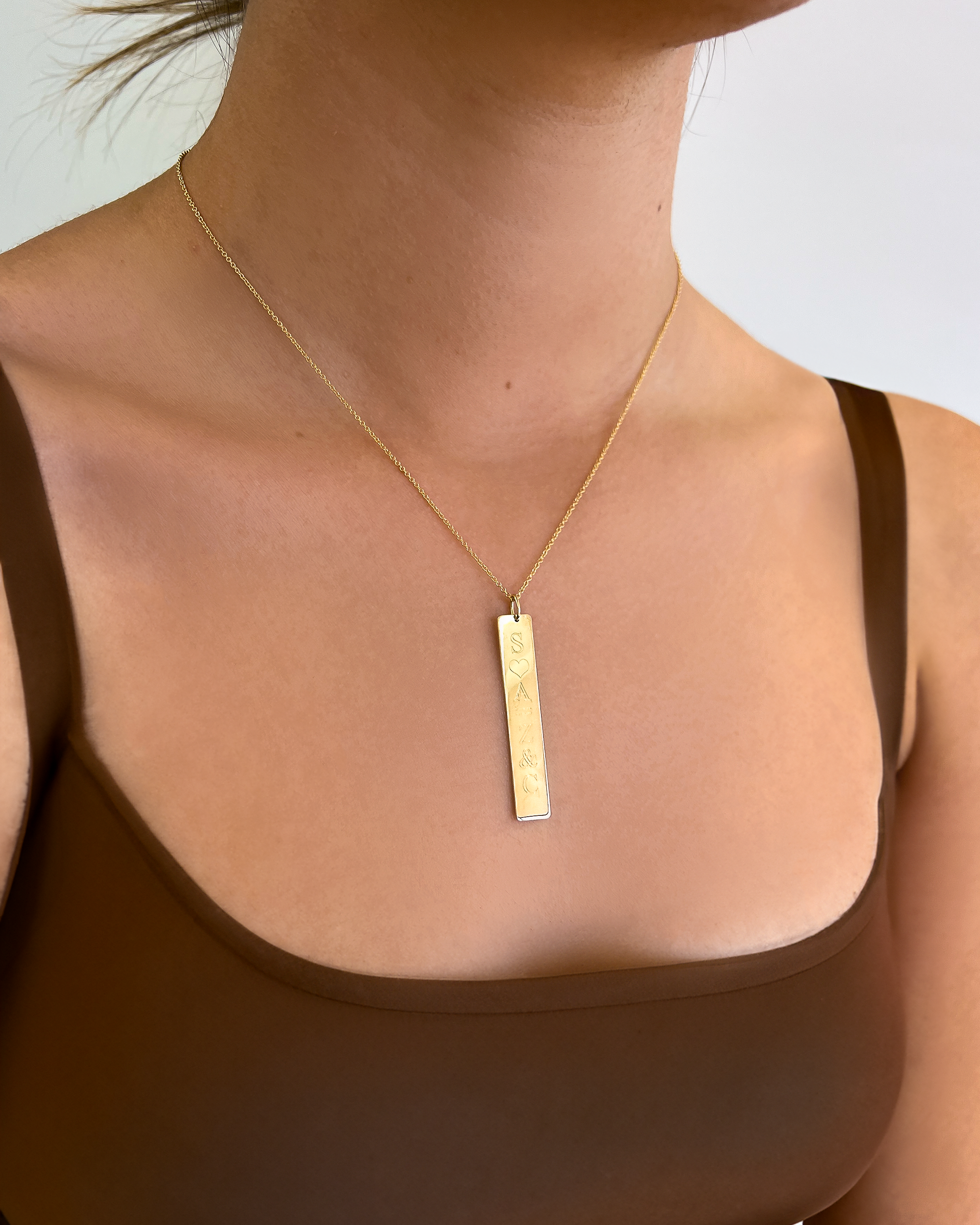14k Gold Vertical Nameplate Pendant Personalized Zoe Lev Jewelry