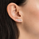 Mini 14k White Gold Initial Stud Earring SAMPLE SALE Zoe Lev Jewelry