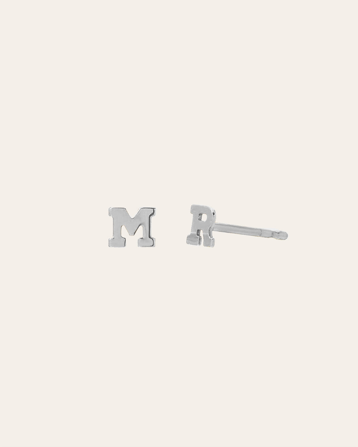Mini 14k White Gold Initial Stud Earring SAMPLE SALE Zoe Lev Jewelry