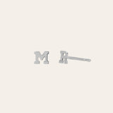 Mini 14k White Gold Initial Stud Earring SAMPLE SALE Zoe Lev Jewelry