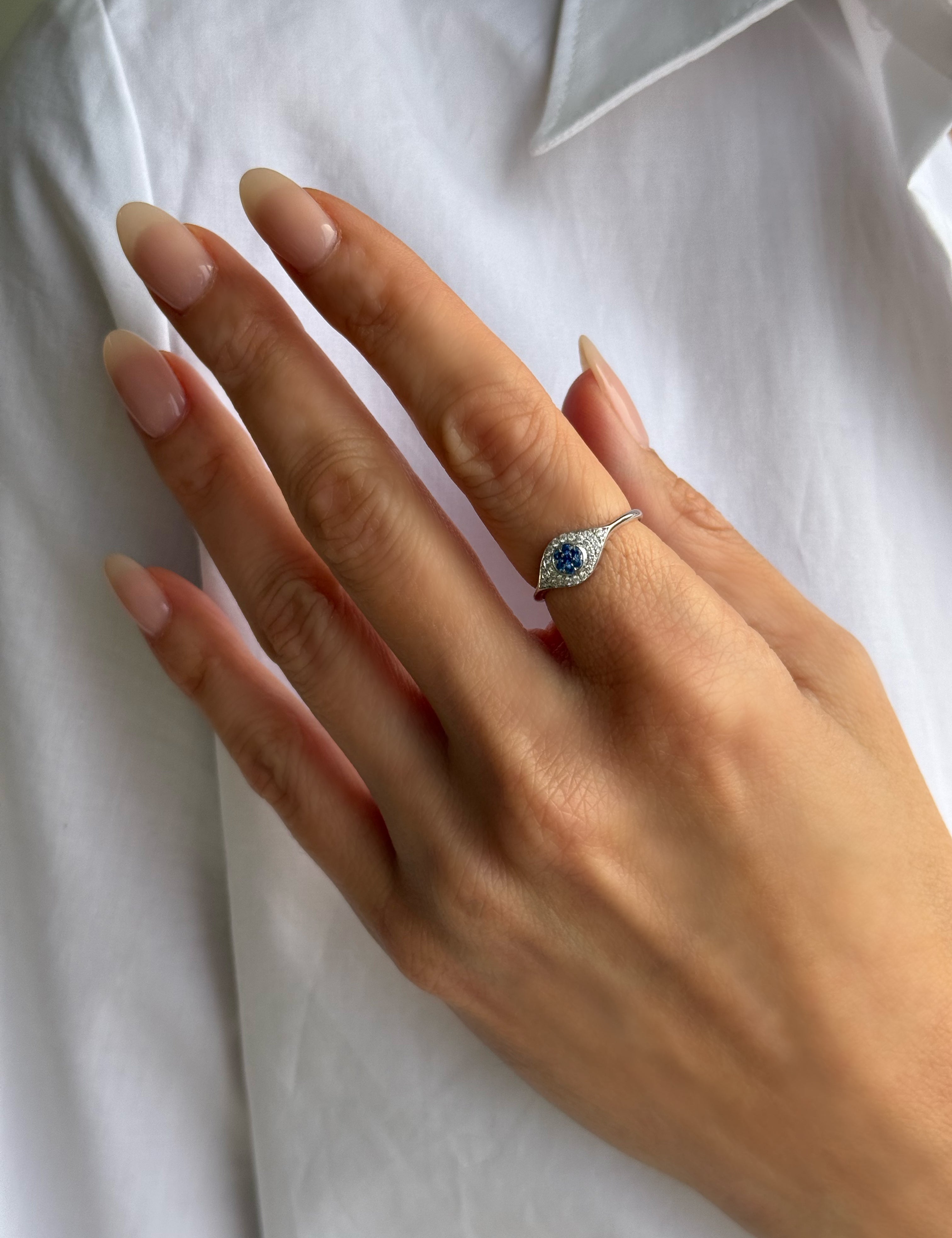 Diamond Evil Eye Ring - Size 6 SAMPLE SALE Zoe Lev Jewelry