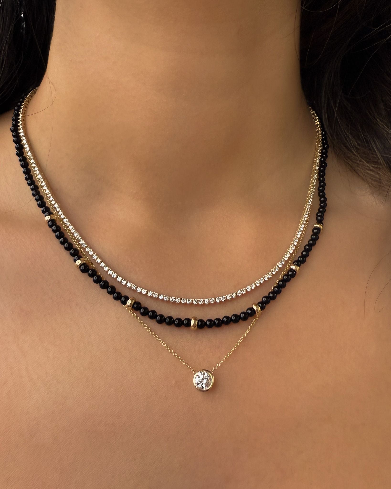 Lab Diamond Bezel Necklace Zoe Lev Jewelry