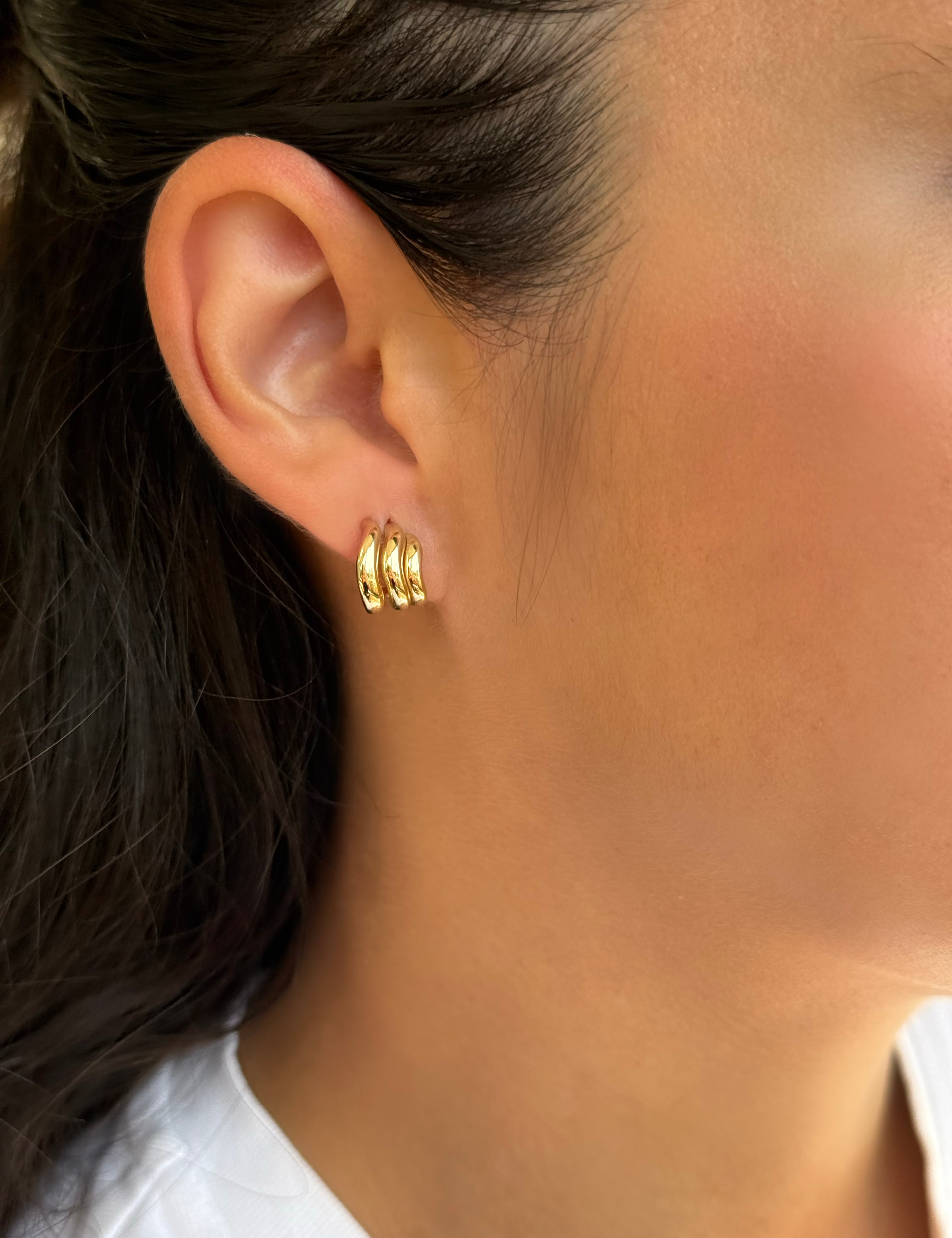 14k Gold Wave Studs Studs Zoe Lev Jewelry