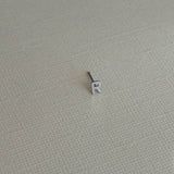 White Gold Mini Initial 'R' Stud - Single SAMPLE SALE Zoe Lev Jewelry