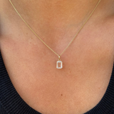White Topaz Emerald Cut Pendant SAMPLE SALE Zoe Lev Jewelry