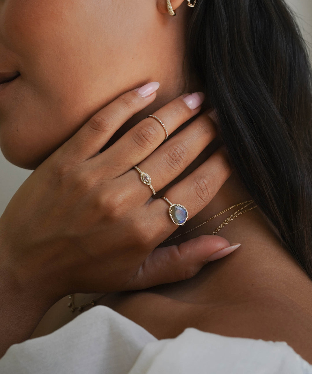 Diamond Labradorite Ring Zoe Lev Jewelry