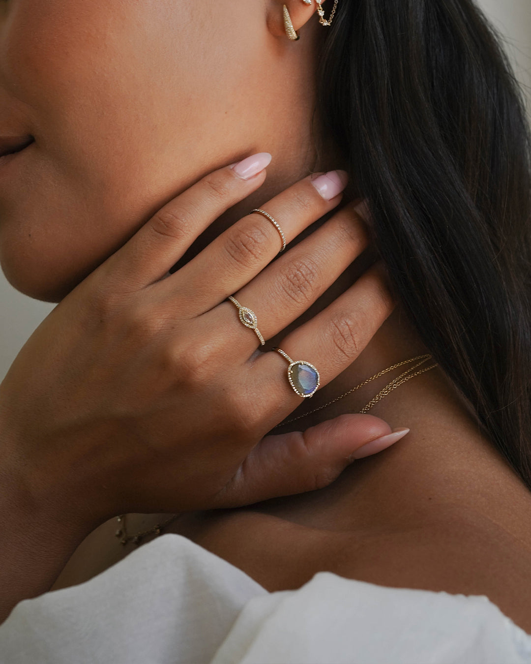 Diamond Labradorite Ring Zoe Lev Jewelry