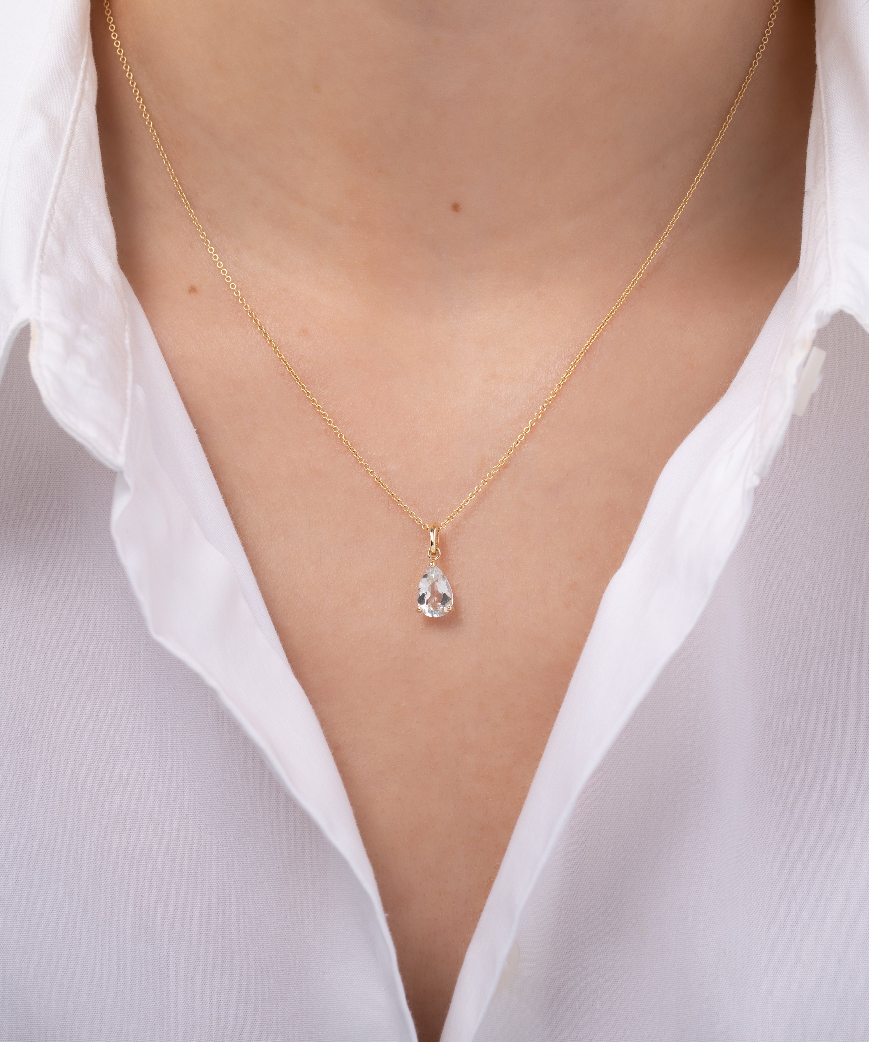 White Topaz Pear Pendant SAMPLE SALE Zoe Lev Jewelry