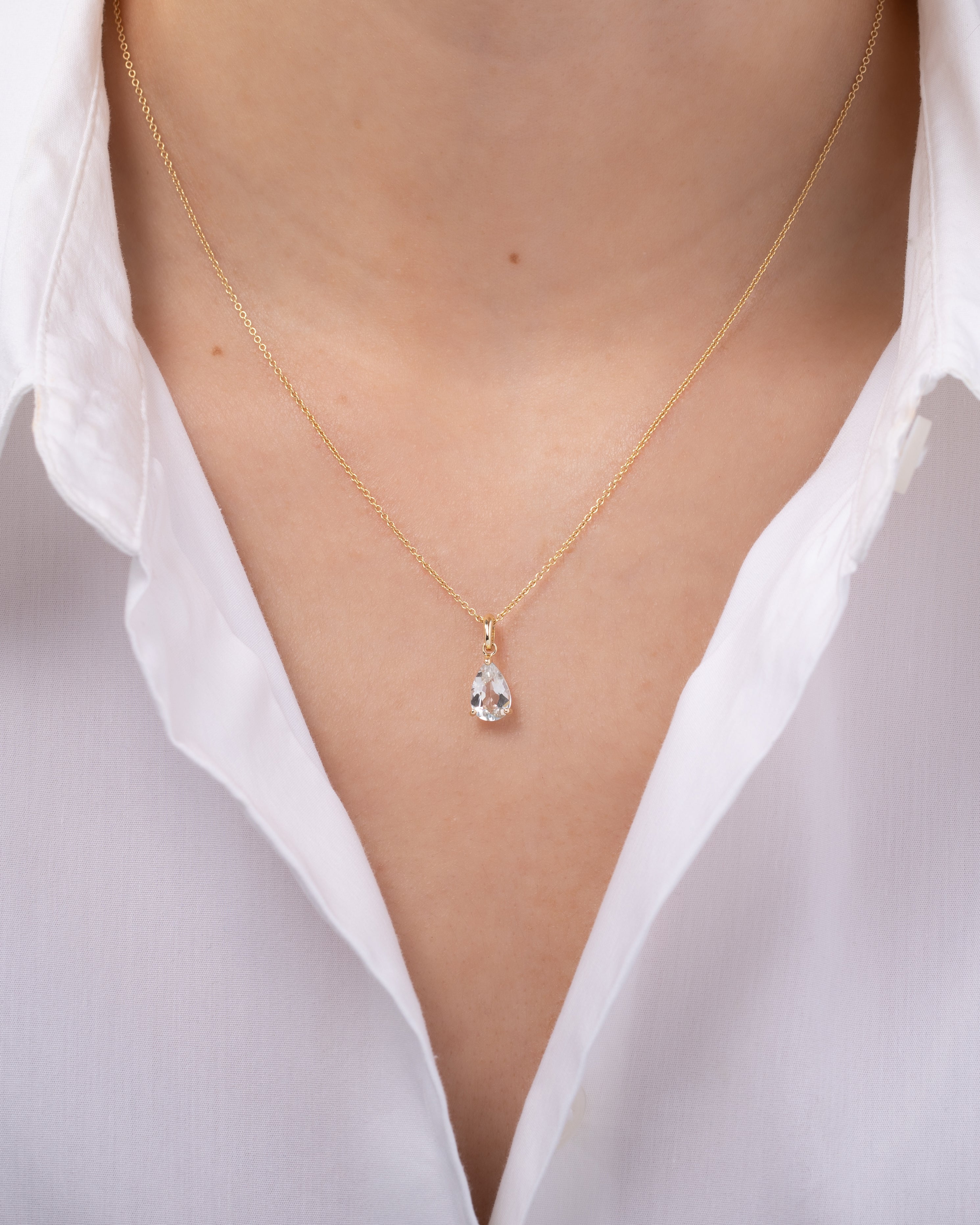 White Topaz Pear Pendant SAMPLE SALE Zoe Lev Jewelry