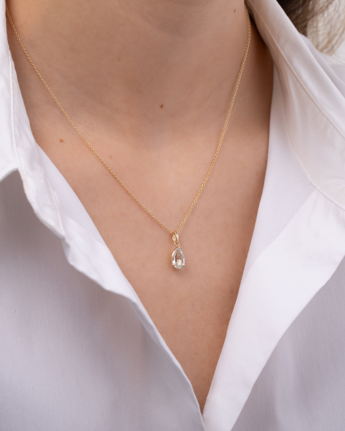 White Topaz Pear Necklace