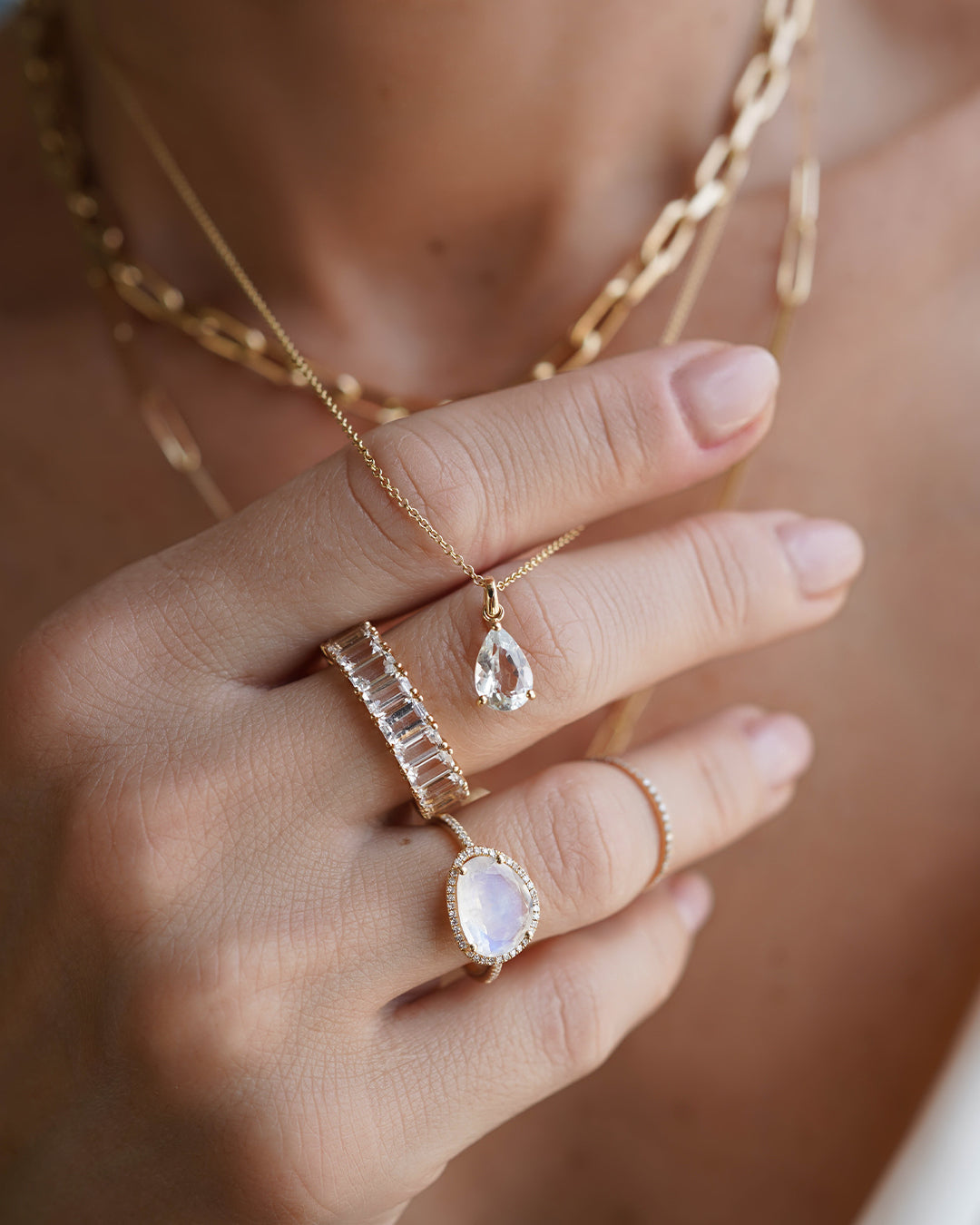 White Topaz Pear Pendant SAMPLE SALE Zoe Lev Jewelry