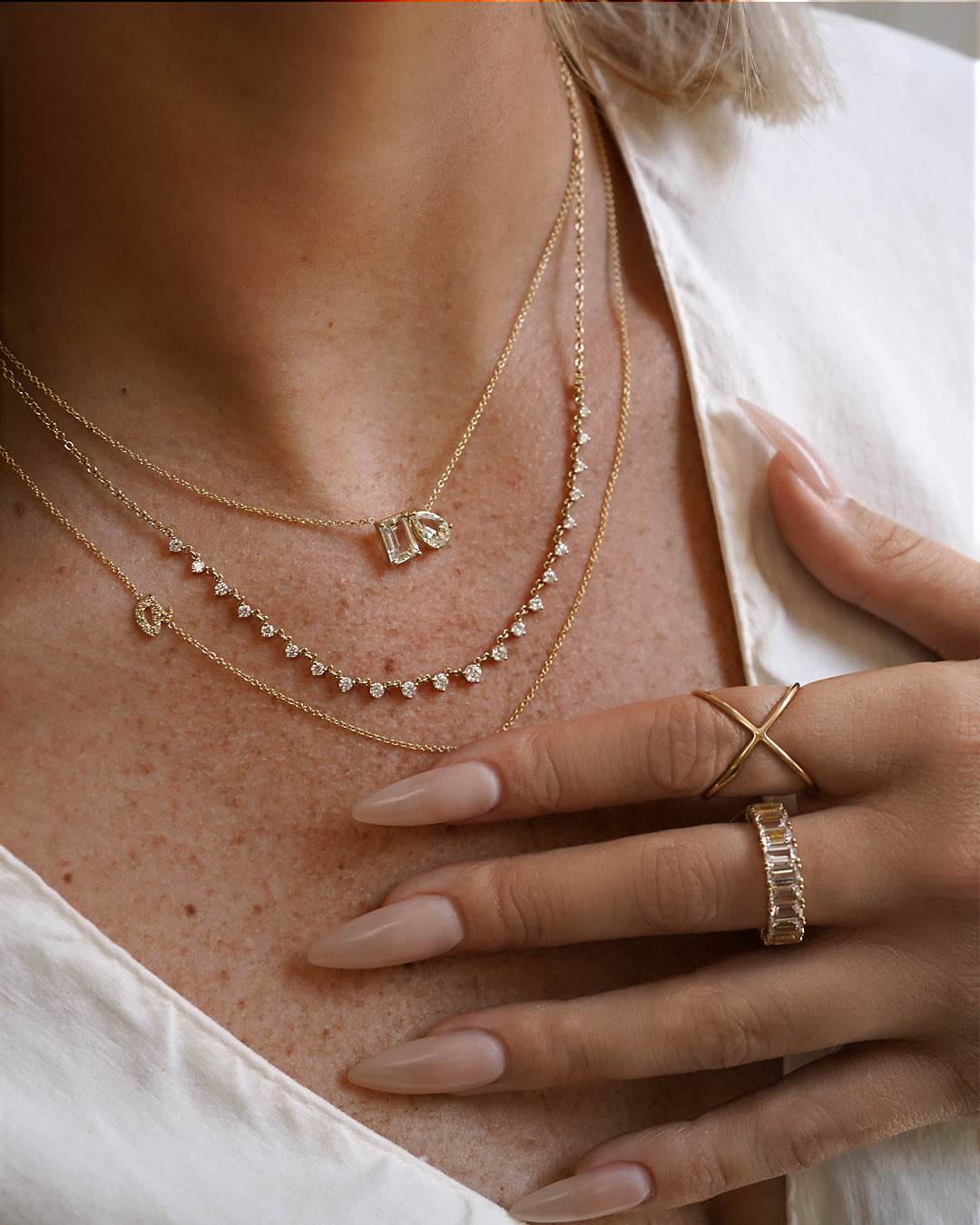 White Topaz Toi et Moi Necklace SAMPLE SALE Zoe Lev Jewelry