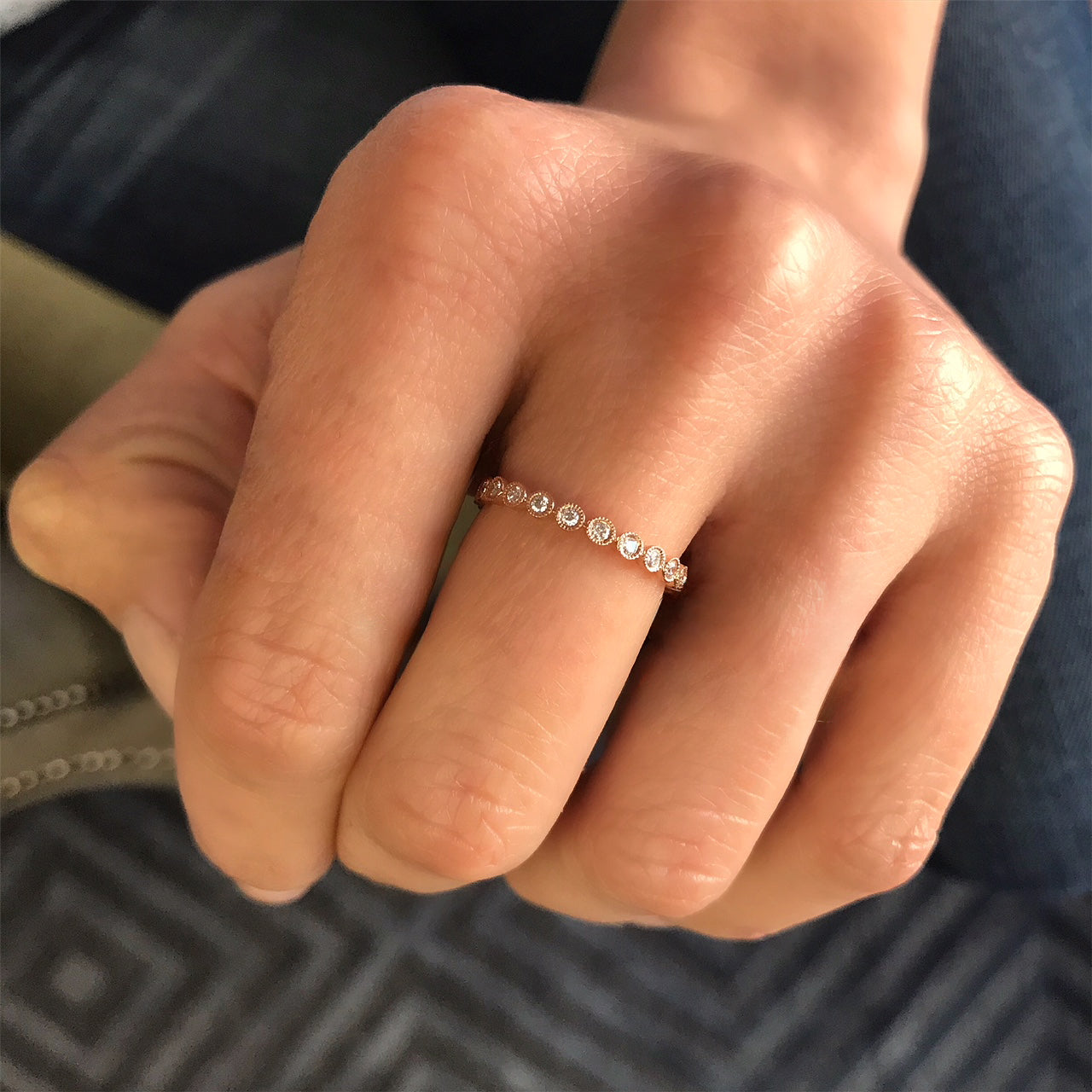 14k Yellow Gold Diamond Bezel Eternity Band - Size 5 SAMPLE SALE Zoe Lev Jewelry