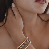 14k Gold Fluted Jade Bead Bracelet