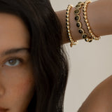 14k Gold Fluted Jade Bead Bracelet
