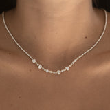4 Prong Cluster Diamond Tennis Necklace