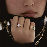 14k Gold Fluted Signet Ring