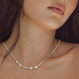 4 Prong Cluster Diamond Tennis Necklace