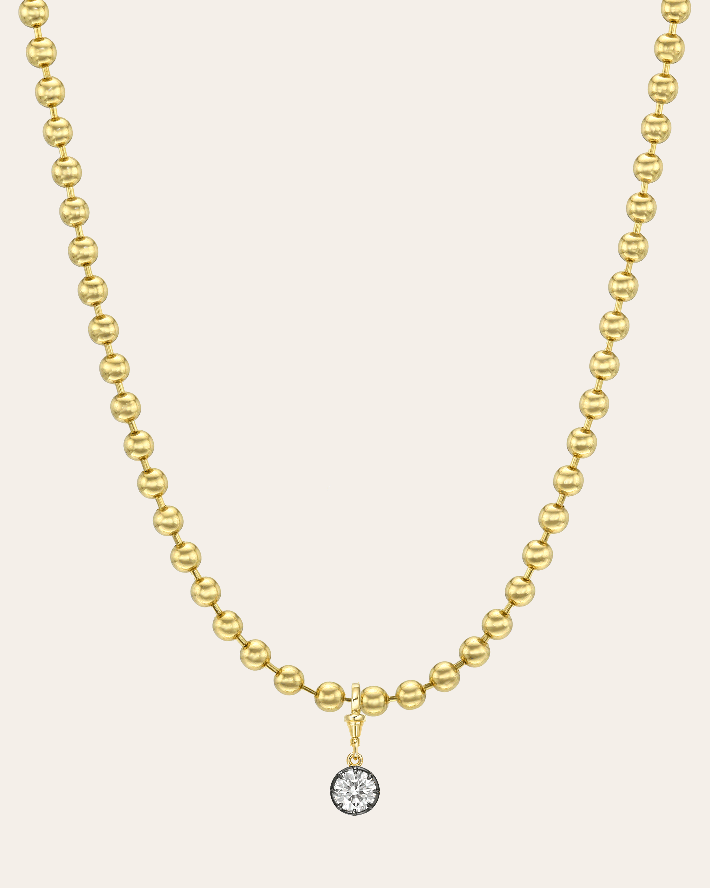 14K Gold Medium Ball Chain With Black Rhodium Lab Diamond Personalized Zoe Lev Jewelry