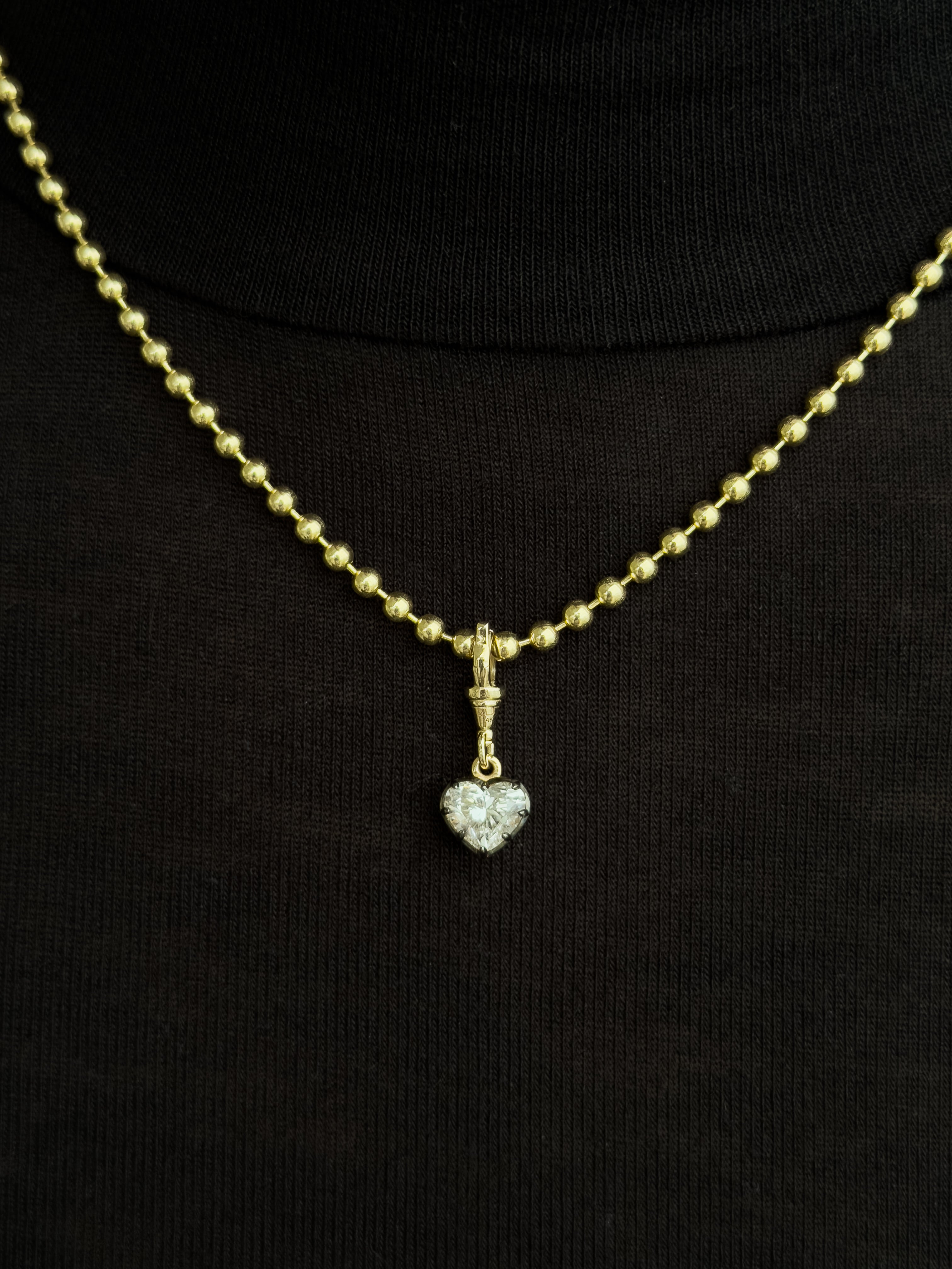 14K Gold Medium Ball Chain With Black Rhodium Lab Diamond Personalized Zoe Lev Jewelry