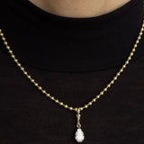 14K Gold Medium Ball Chain With Black Rhodium Lab Diamond Personalized Zoe Lev Jewelry