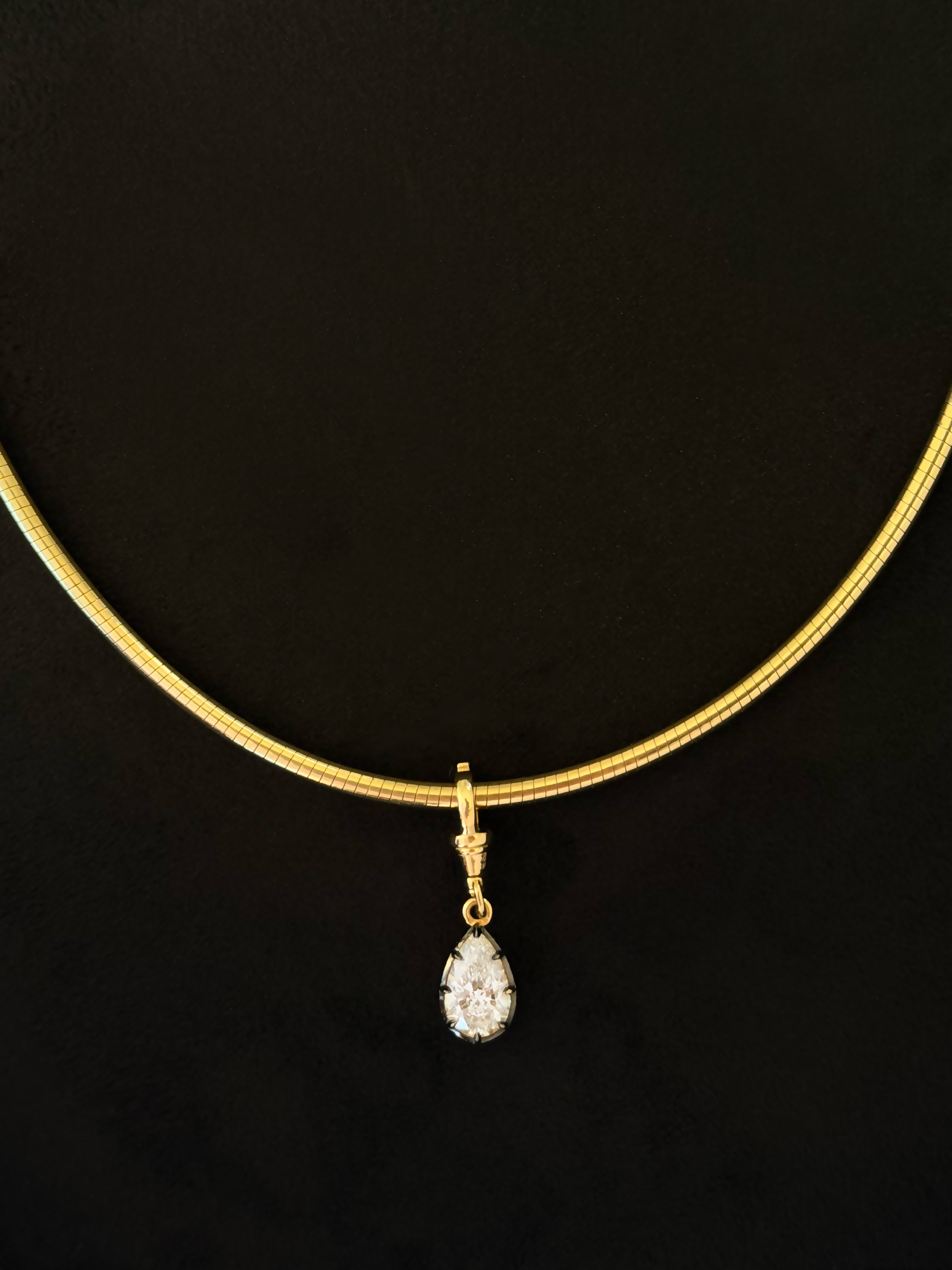14K Gold Large Collar Necklace With Black Rhodium Lab Diamond Personalized Zoe Lev Jewelry