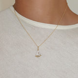 14k Pave Diamond Boat Charm