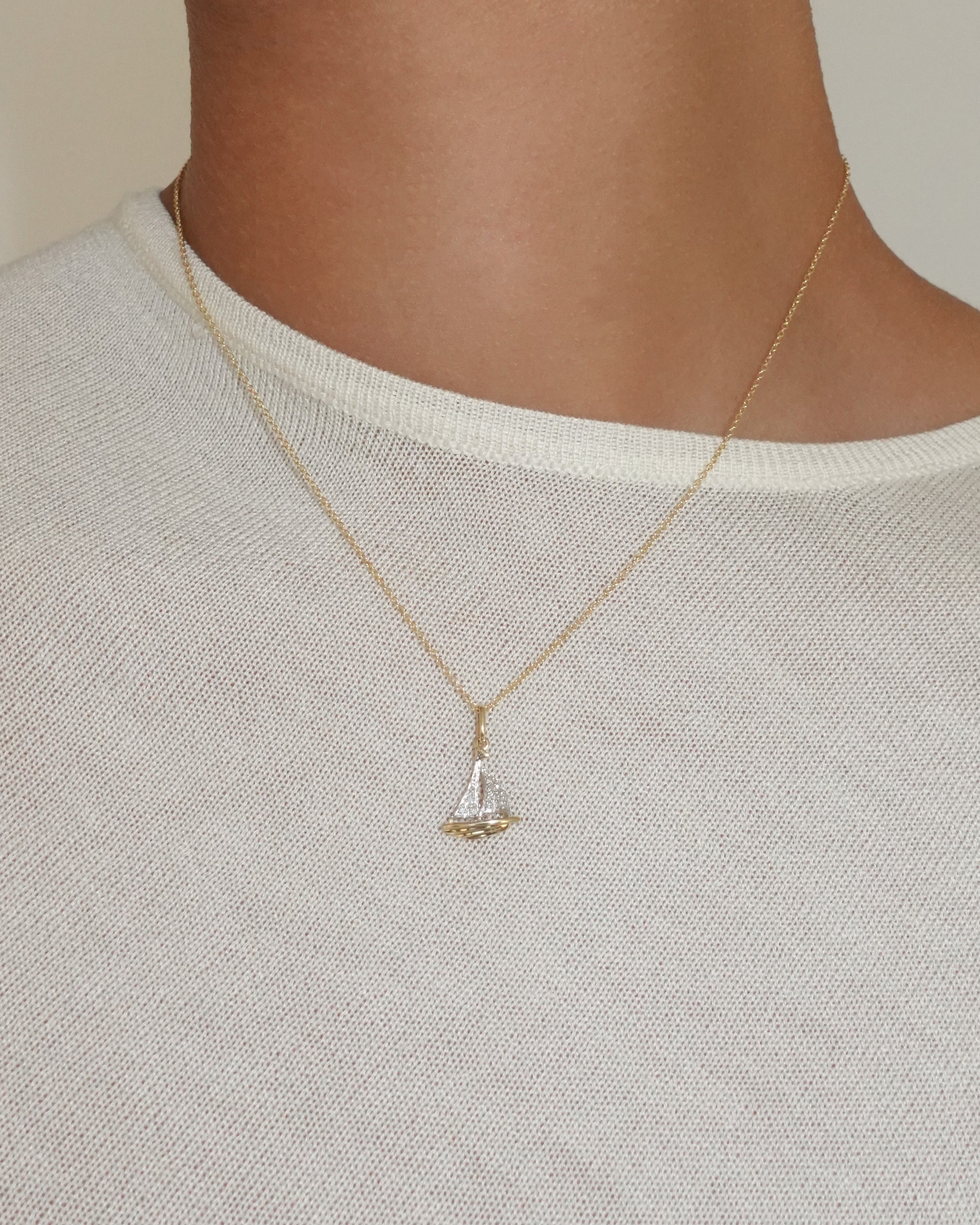 14k Pave Diamond Boat Charm Zoe Lev Jewelry