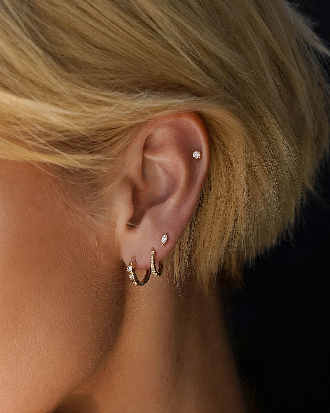 Multi Diamond Shape Huggies Hoops & Huggies Zoe Lev Jewelry