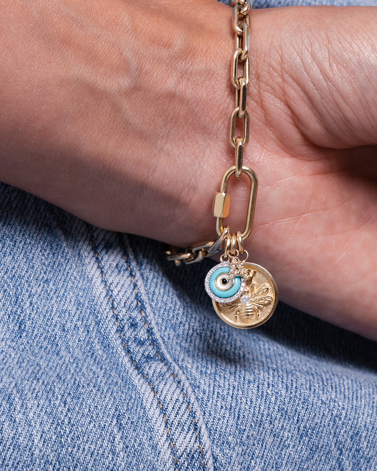 14k Gold Charm Enhancer Chain Bracelet Personalized Zoe Lev Jewelry